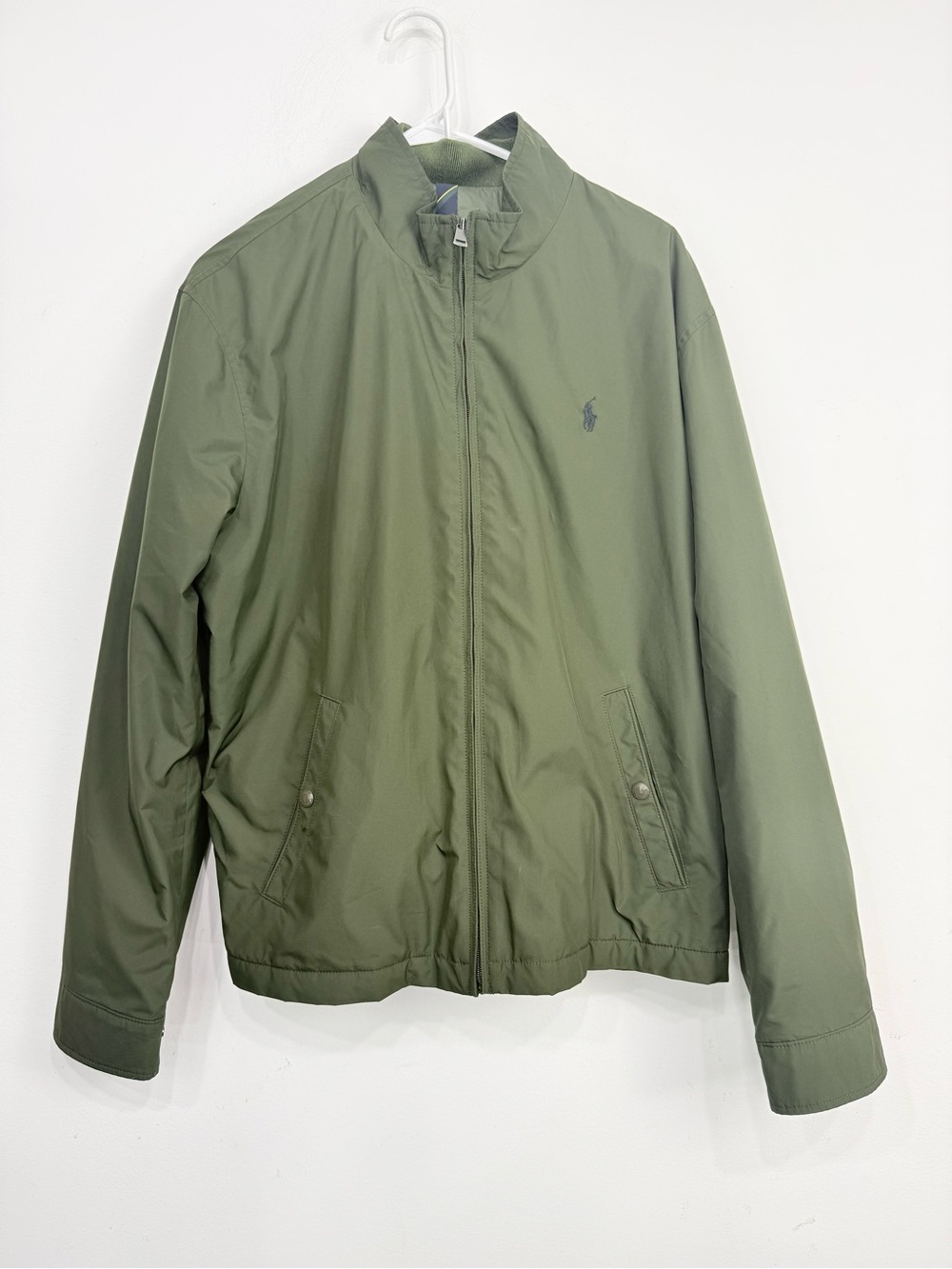 Polo Ralph Lauren Olive Green Lightweight Nylon Zip Up Windbreaker Jacket